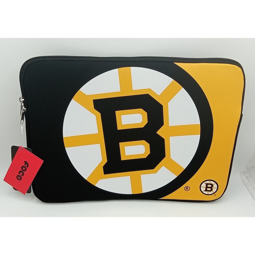 Boston Bruins Foco 15" x 11" Color Block Zipper Laptop Sleeve